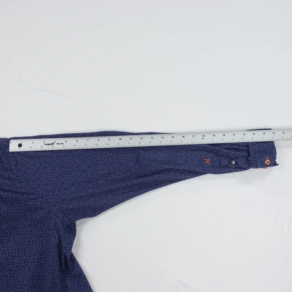 Au Noir Dress Shirt Men's Size 5 Blue Print Contrast Trim Stretch Button Down - Picture 12 of 16